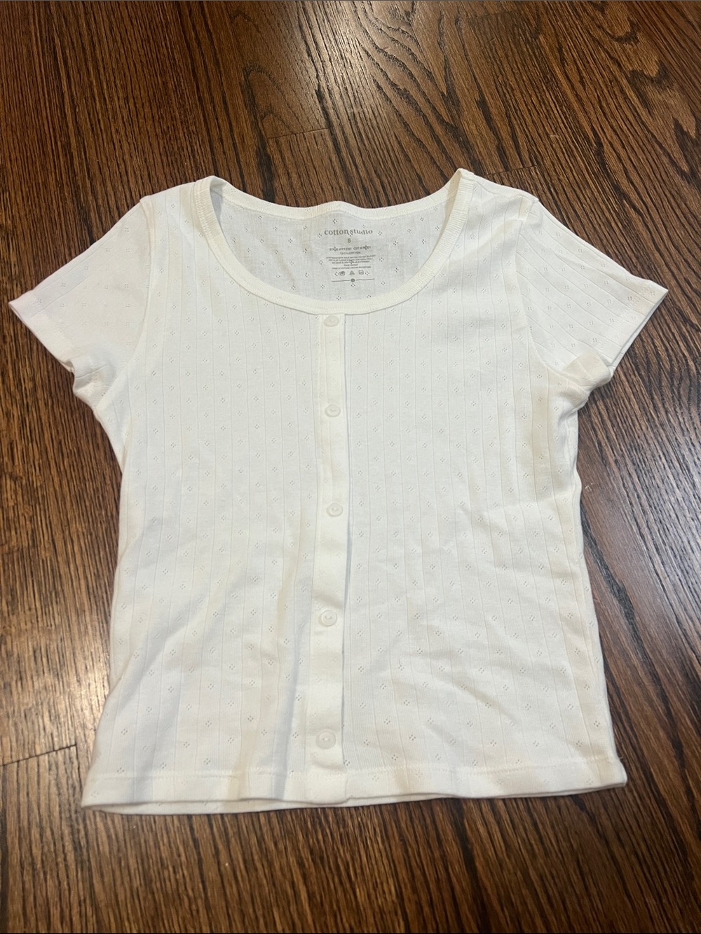 Cotton On White Short Sleeve Button Front Top